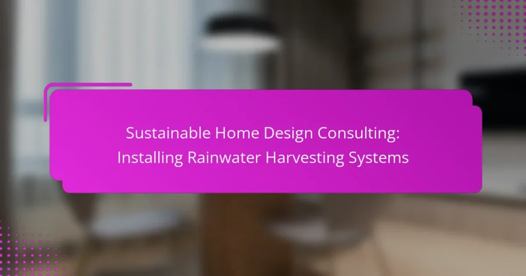 Sustainable Home Design Consulting: Installing Rainwater Harvesting Systems