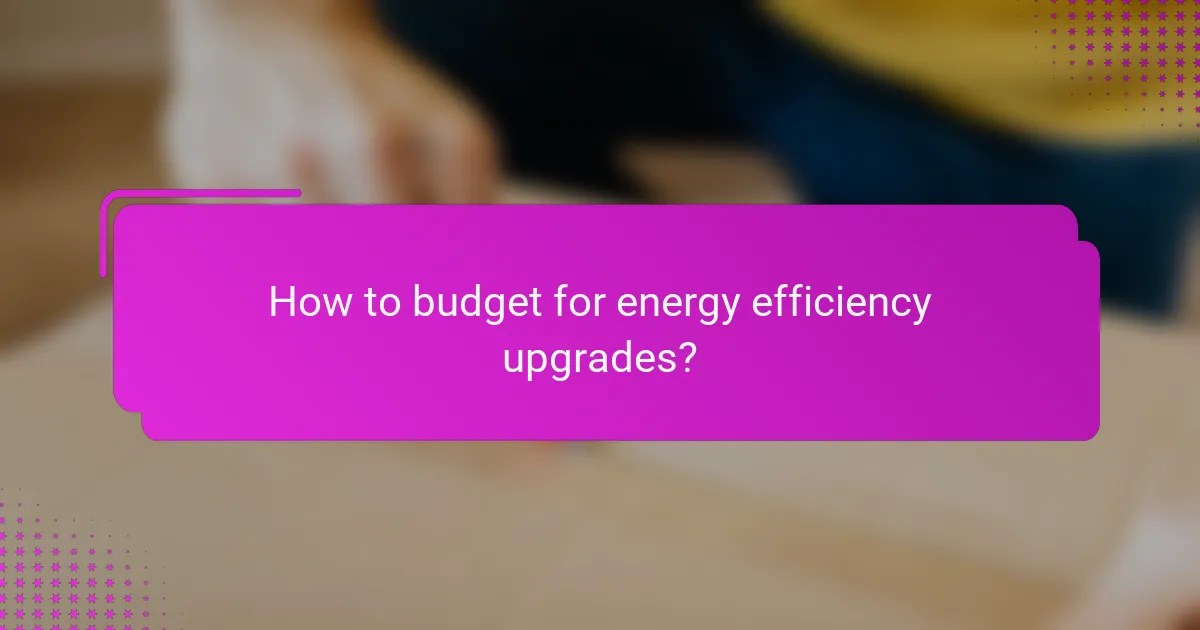 How to budget for energy efficiency upgrades?