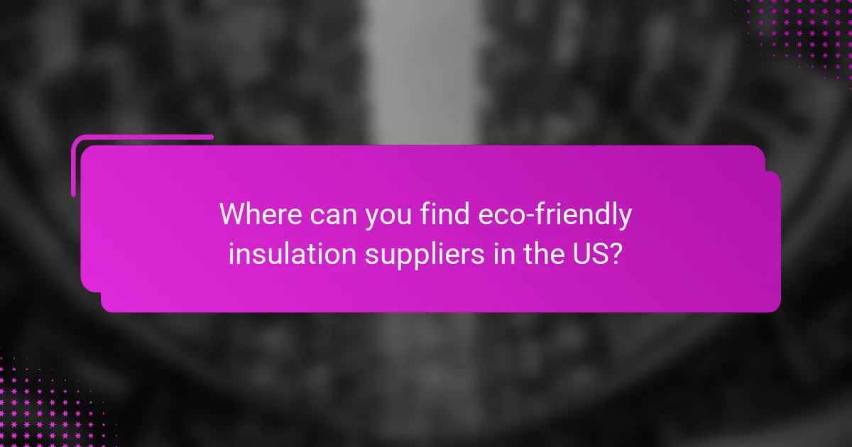 Where can you find eco-friendly insulation suppliers in the US?